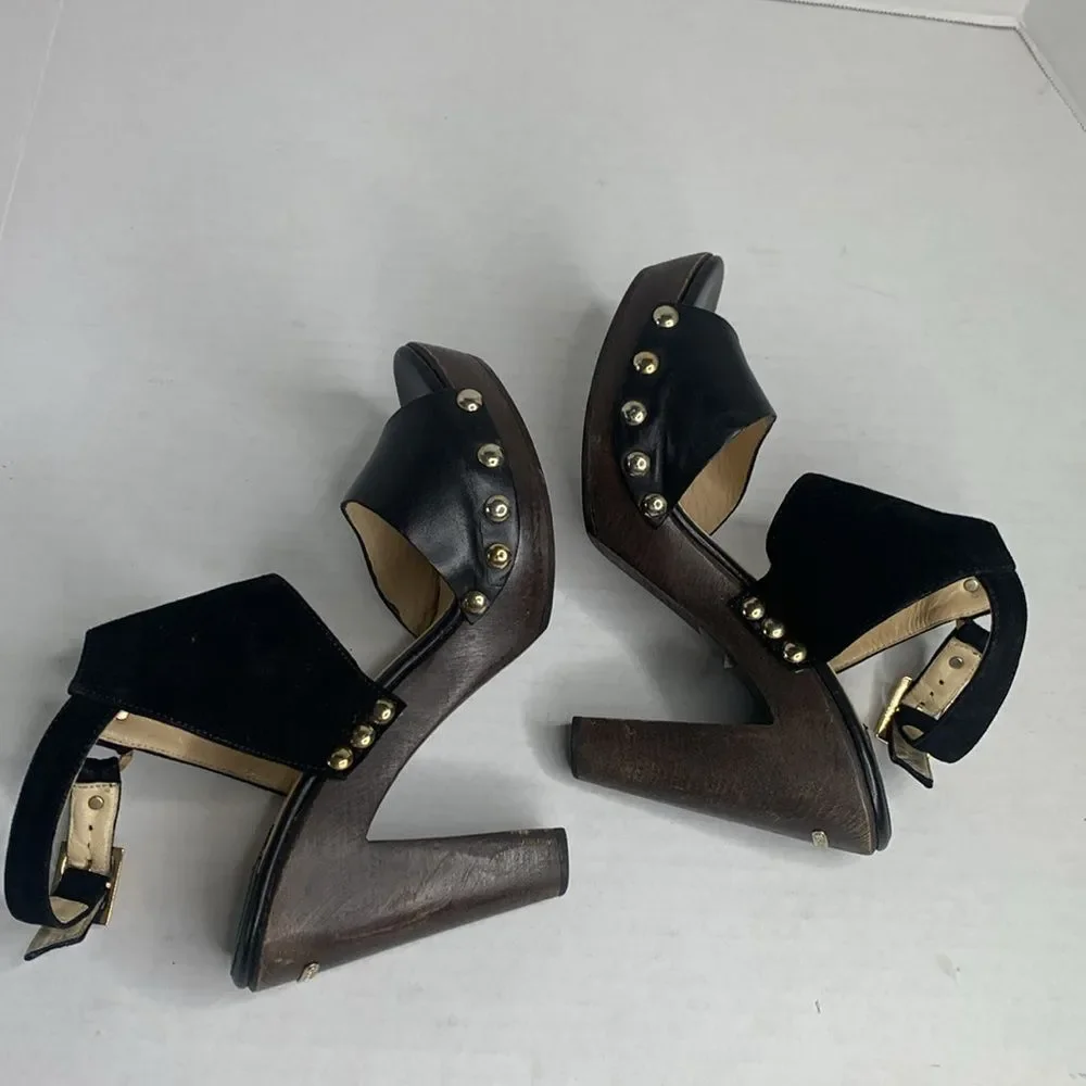 Jimmy Choo black suede leather studded clog heels - Picture 8 of 10